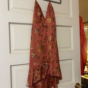 Floral Halter Dress in Pink and Gold